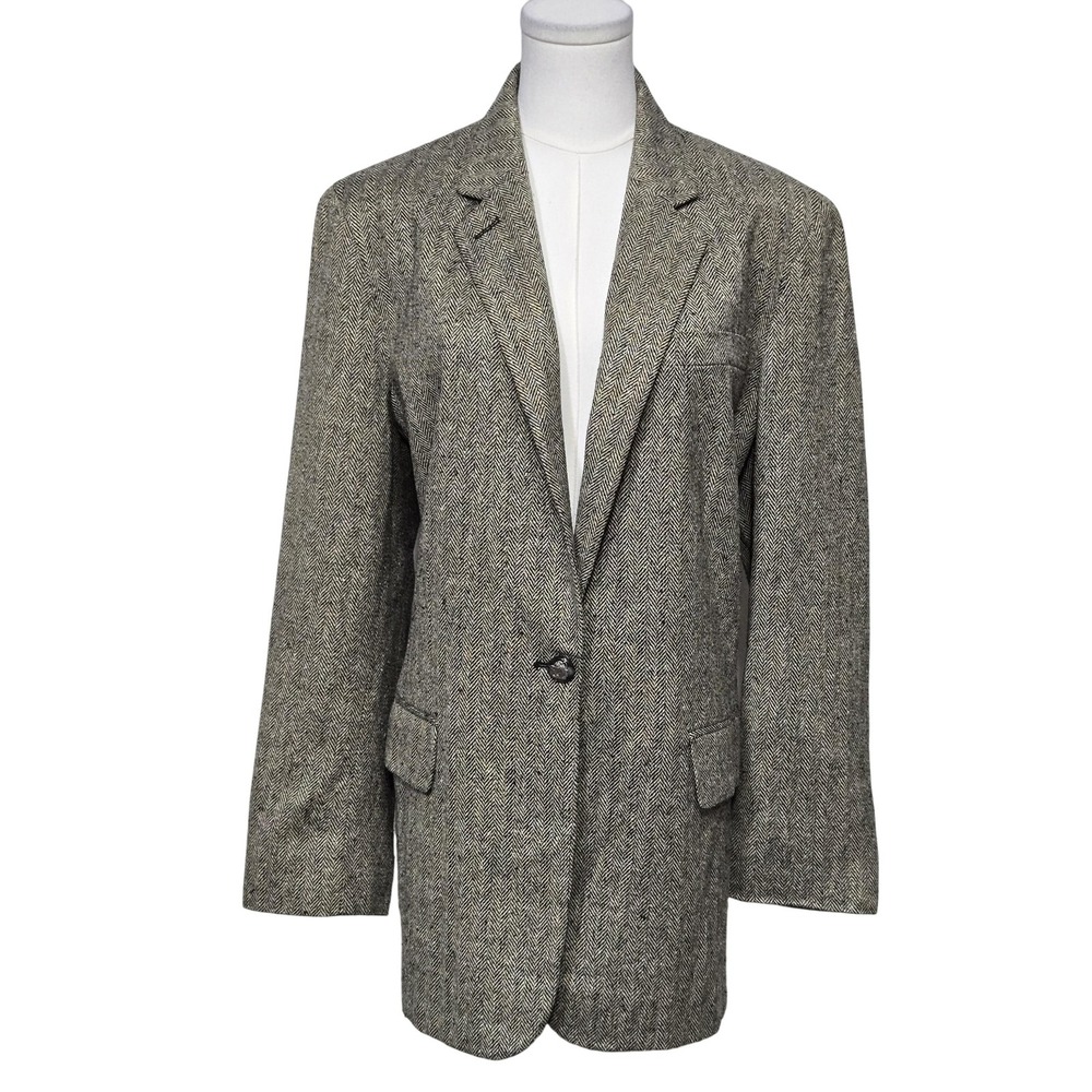 Lauren Ralph‎ Lauren Blazer Womens L/XL Herringbone Silk Sport Coat Jacket USA